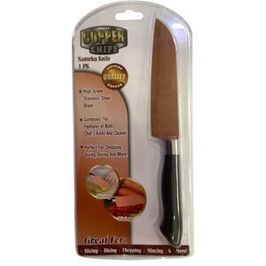 Copper Santoku Japanese Knife For Chopping, Dicing, Mincing Stay Sharp Forever